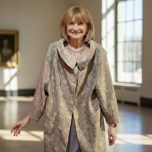 Vintage Randolph Duke brocade elegant evening coat Gold and Gray statement Coat